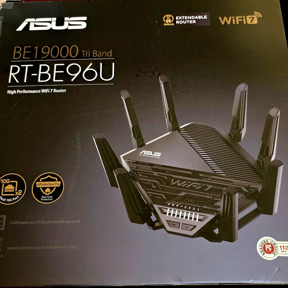 Brand NEW ASUS RT-BE96U BE19000 Tri-Band WiFi 7 Router Dual 10G Port - Black